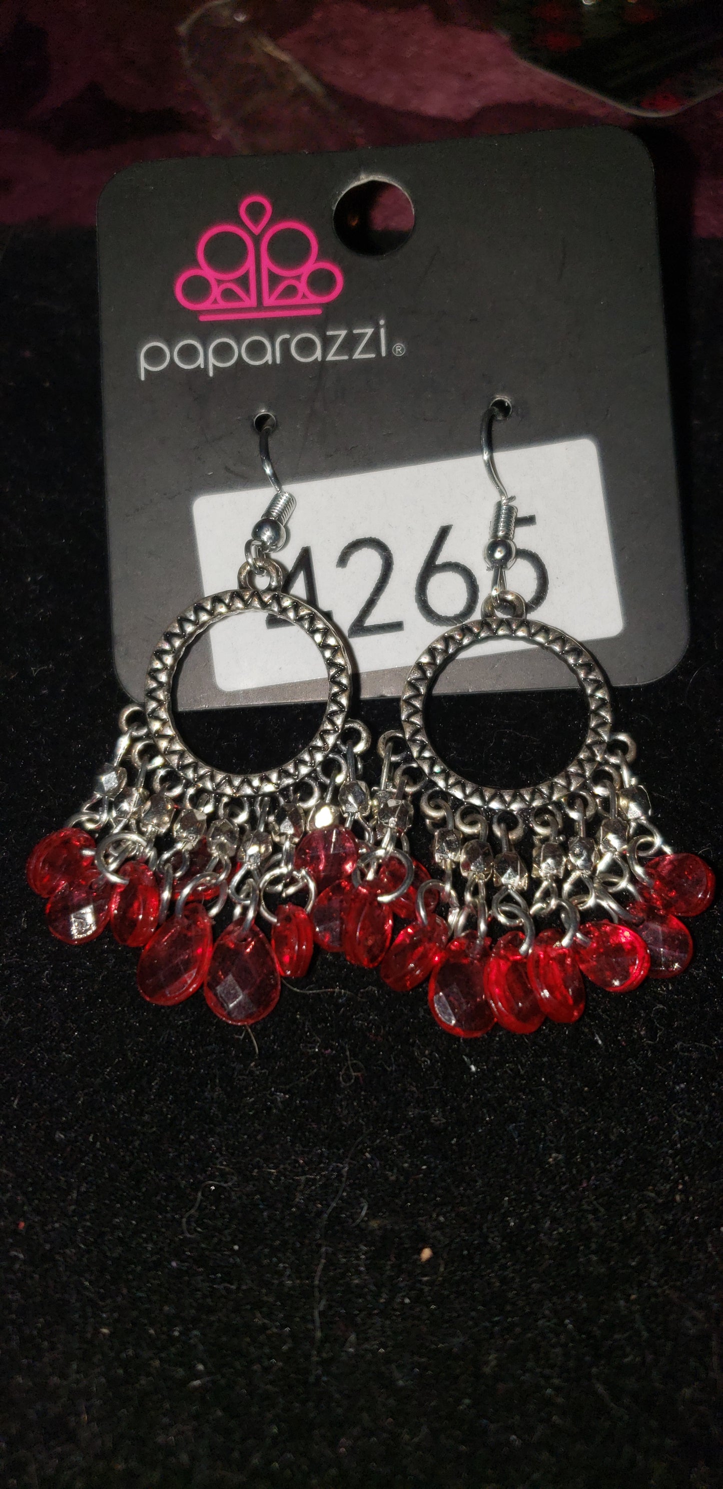 Red and silver earring